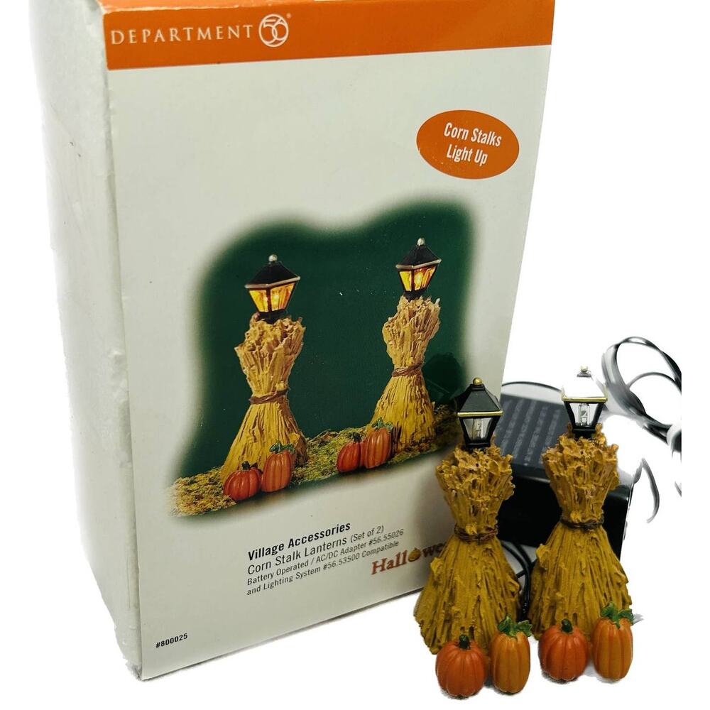 Department 56 CORN STALK LANTERNS Set of 2 in Box‎ with Lights